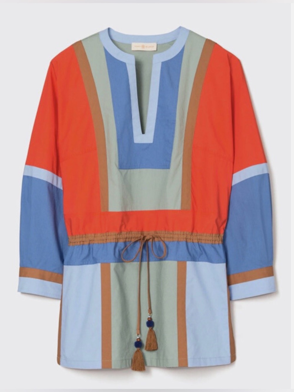 Tory Burch Cotton Color-Block Poplin Tunic Women's Size 6